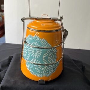 Vibrant Orange and Blue Tiffin Carrier